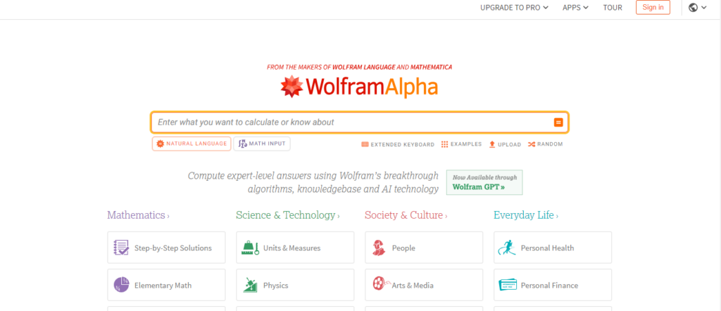 wolfram Alpha search engine
