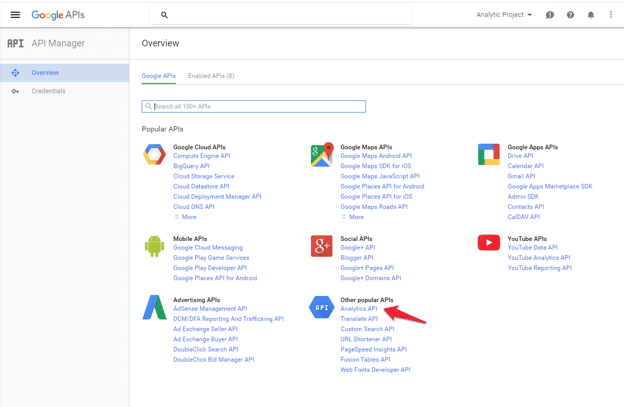 How to get Google API from Google Developers console - Analytify