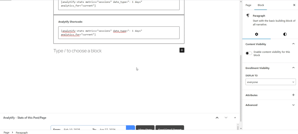 Analytify Advance shortcode Options