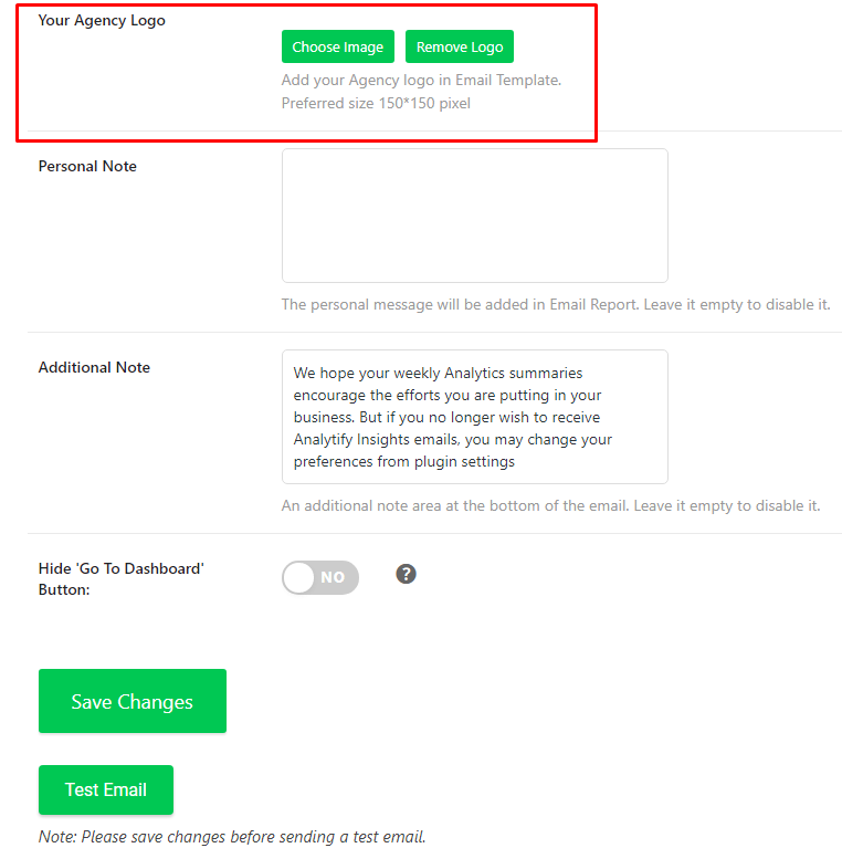 your agency logo settings