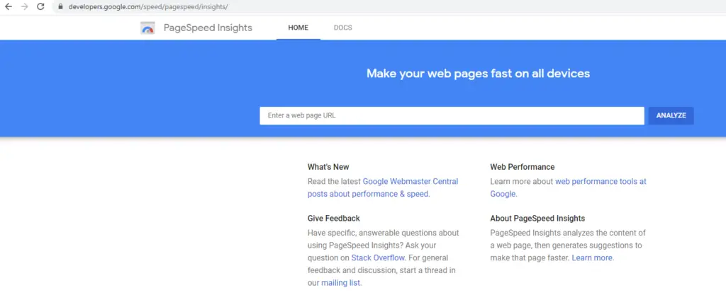 Pagespeed insights