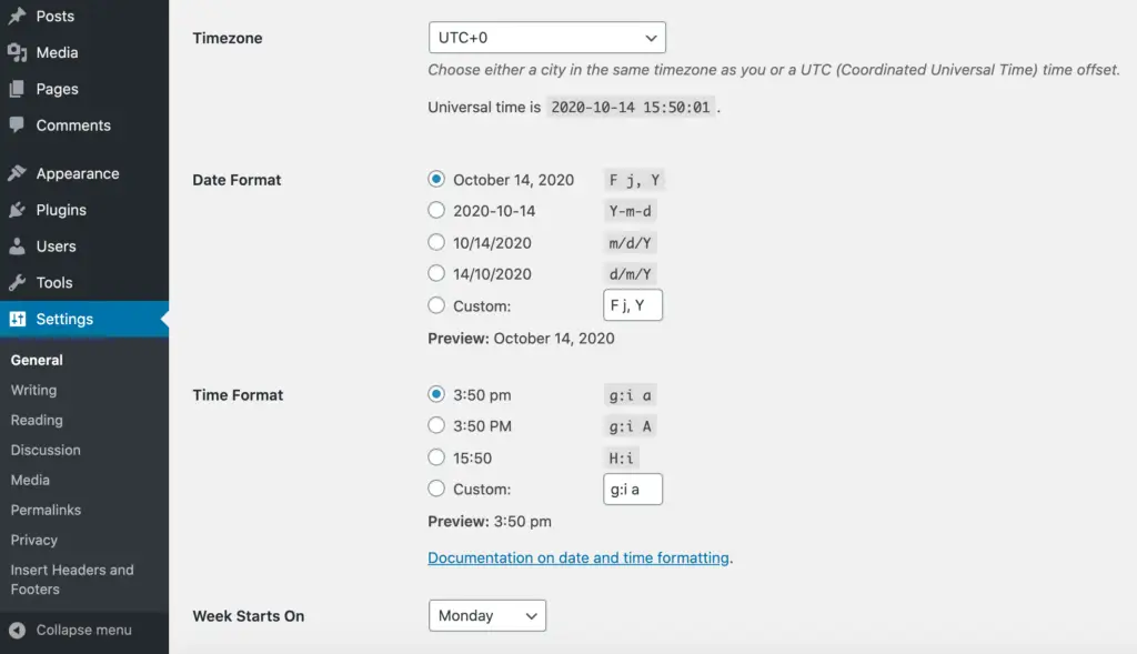 WordPress SEO, Set your time zone, top 