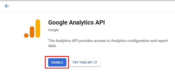 Enable Google Analytics Api 