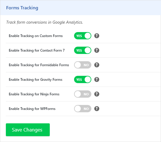 Forms Tracking Settings – 1