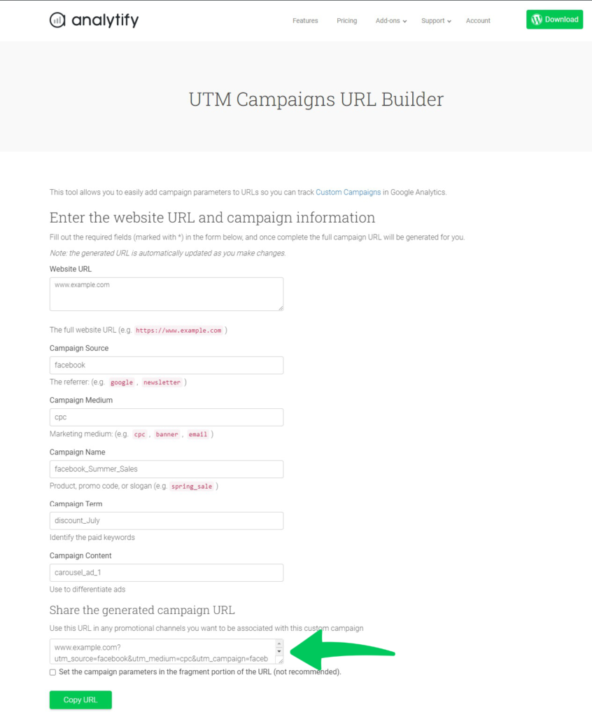 Analytify UTM Builder