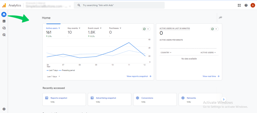 GA4 Home Page (Google Analytics for Beginners)