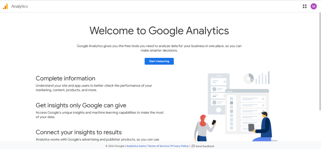  Click on the start measuring tab (Google Analytics for Beginners)
