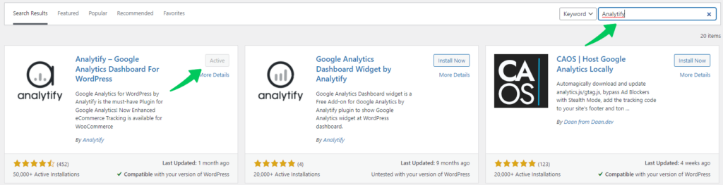 Install the Analytify Plugin