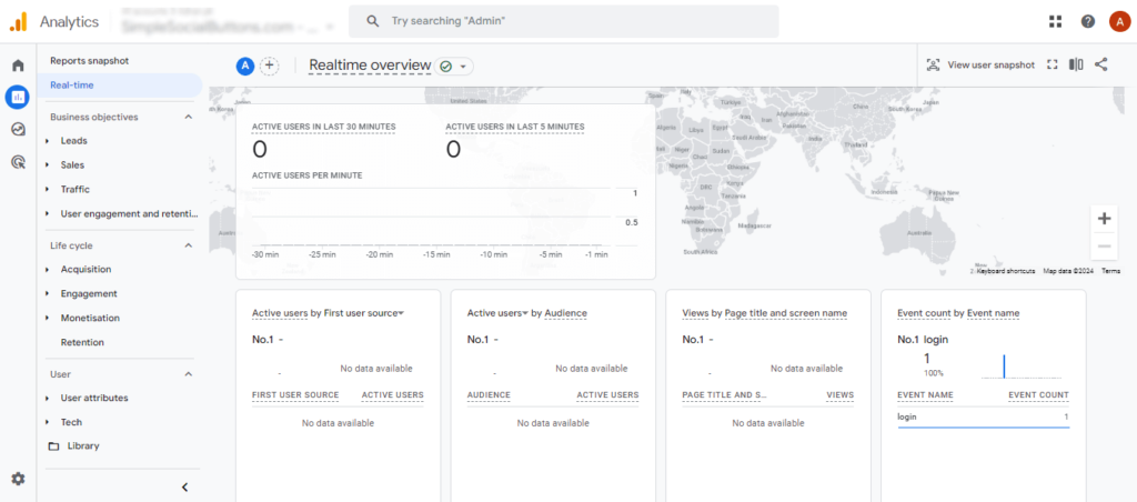 GA4 real time report ((Google Analytics for Beginners)