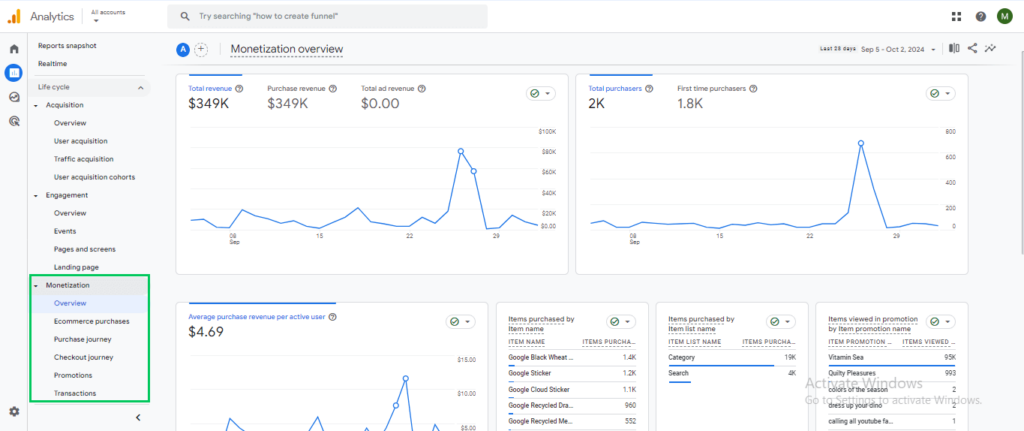 Monetization report  (Google Analytics for Beginners)