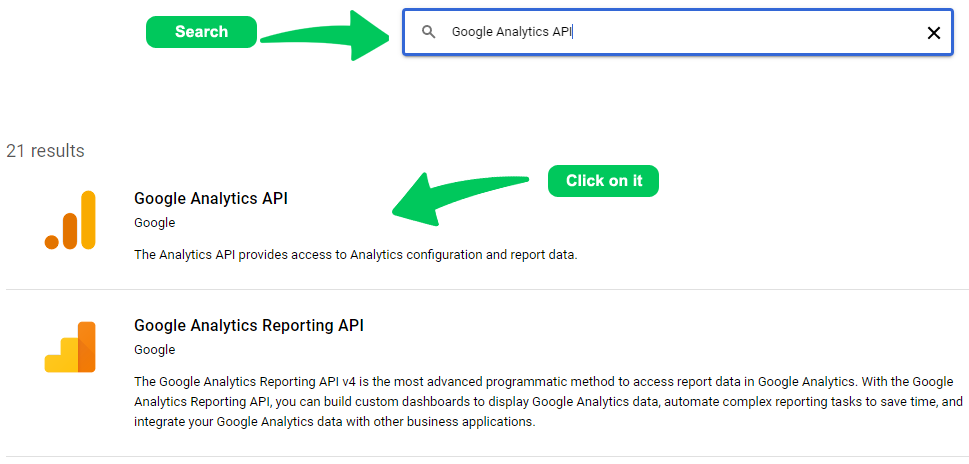 Click Google Analytics API