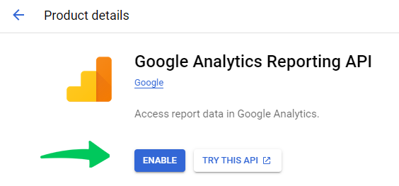Google Analytics Reporting API Enable