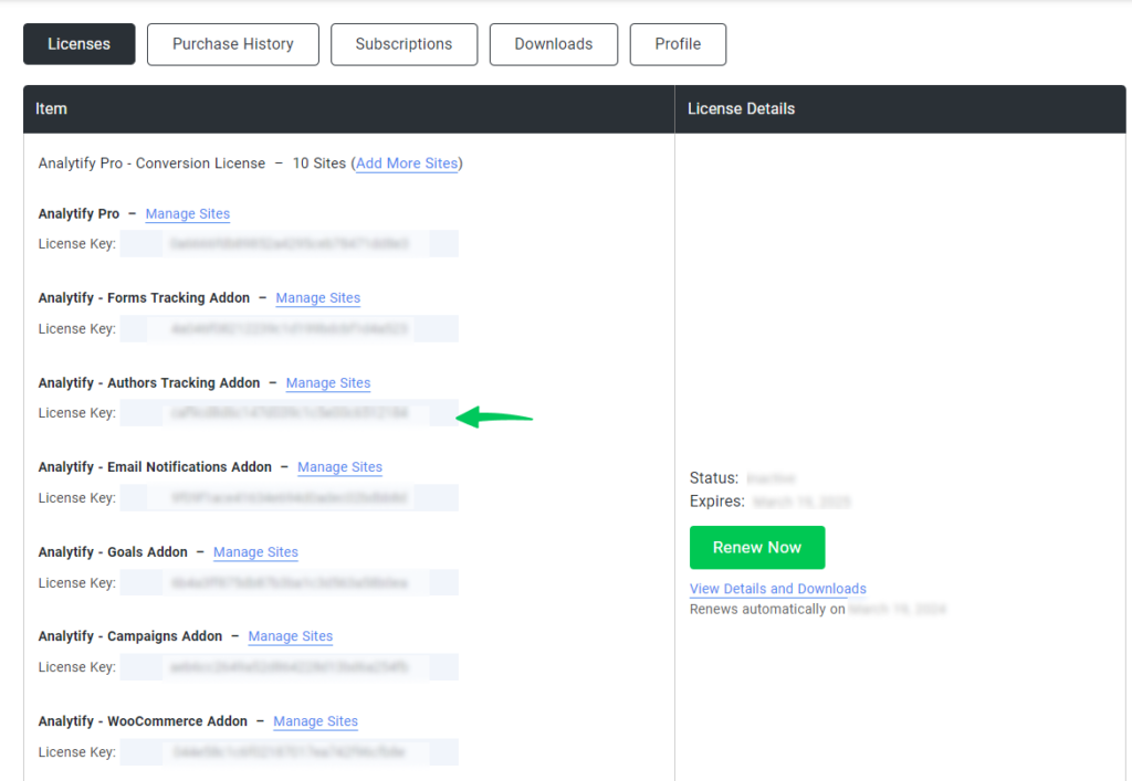 Authors Tracking License 