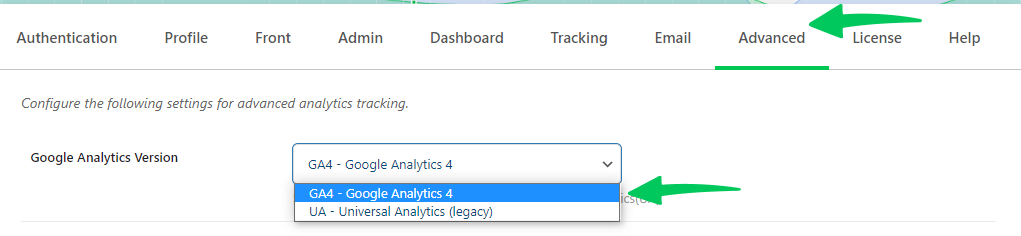 Select Google Analytics Version