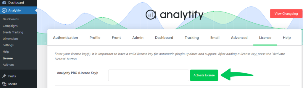 activate analytify license