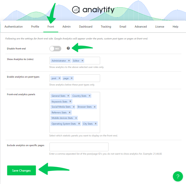 analytify front-end analytics
