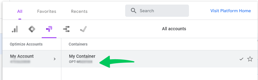 google optimize container ID