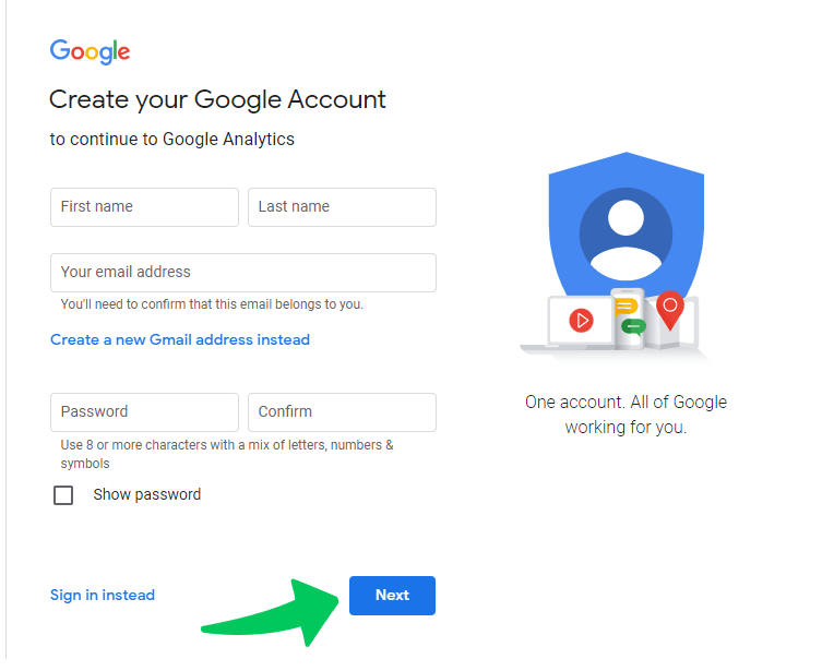 create your google account