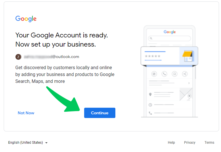 google account created