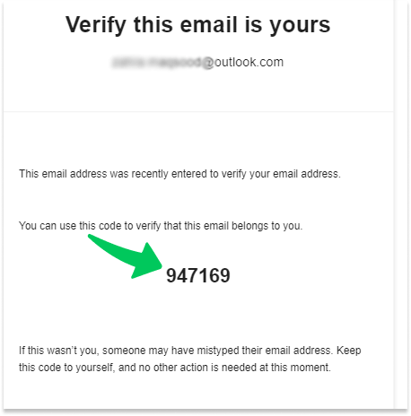 verify email code