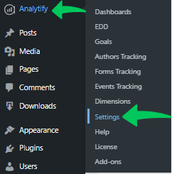analytify settings