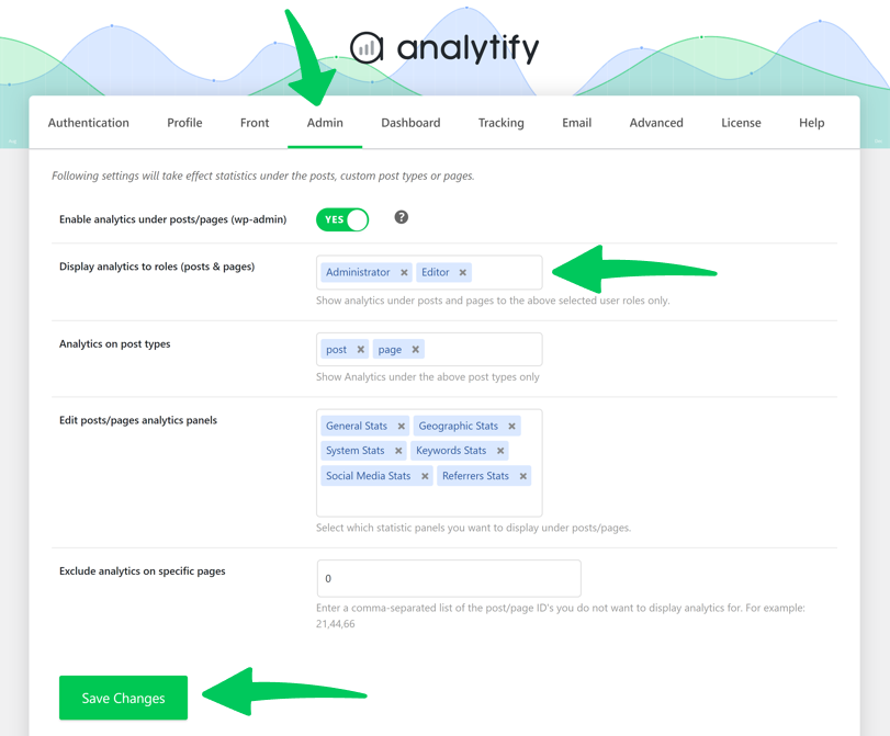display analytics to specific user roles

