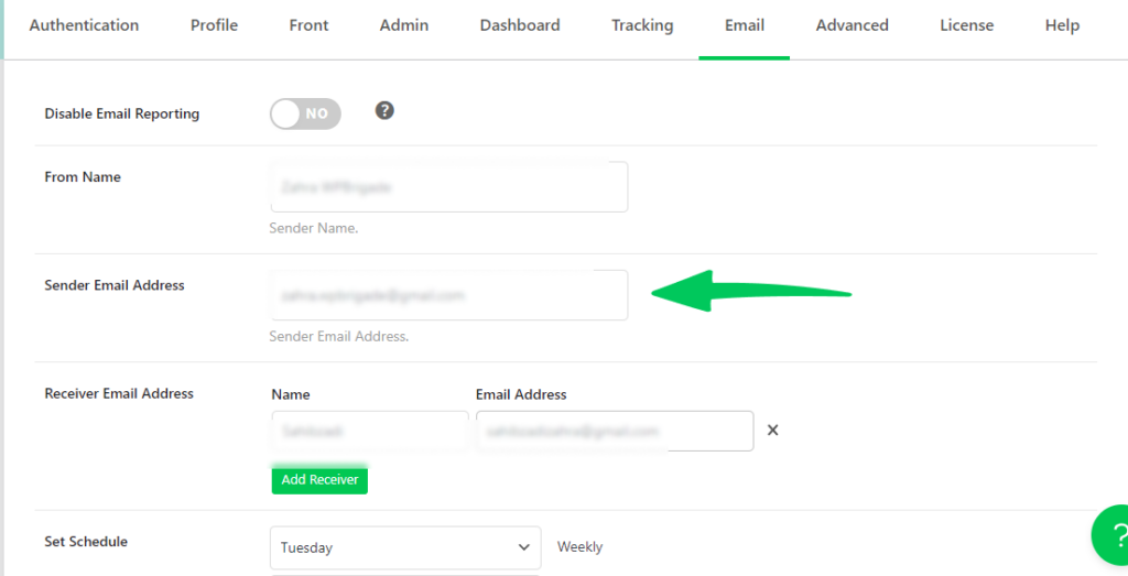 change sender email address in email notifications addon
