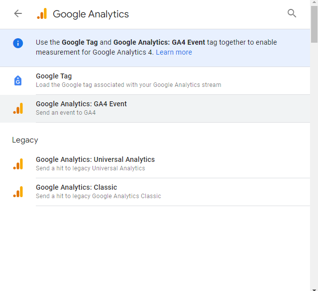 Google analytics GA4 event tag