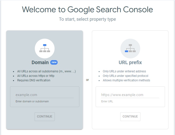 add domain URL to Google search console