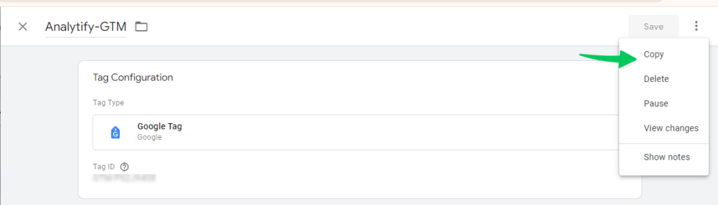 prepare copy of tag GA4 cross domain tracking