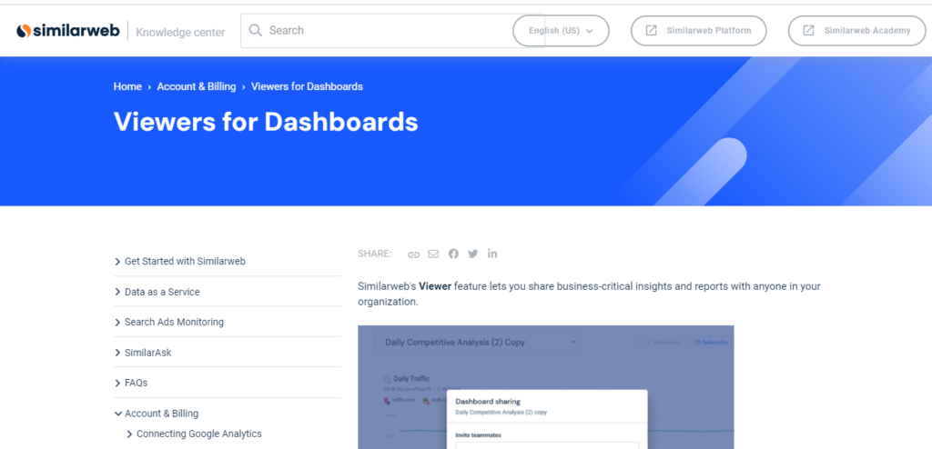 similerWeb dashboard 