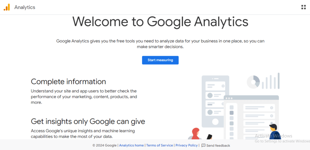 Google Analytics 4 Welcome Page