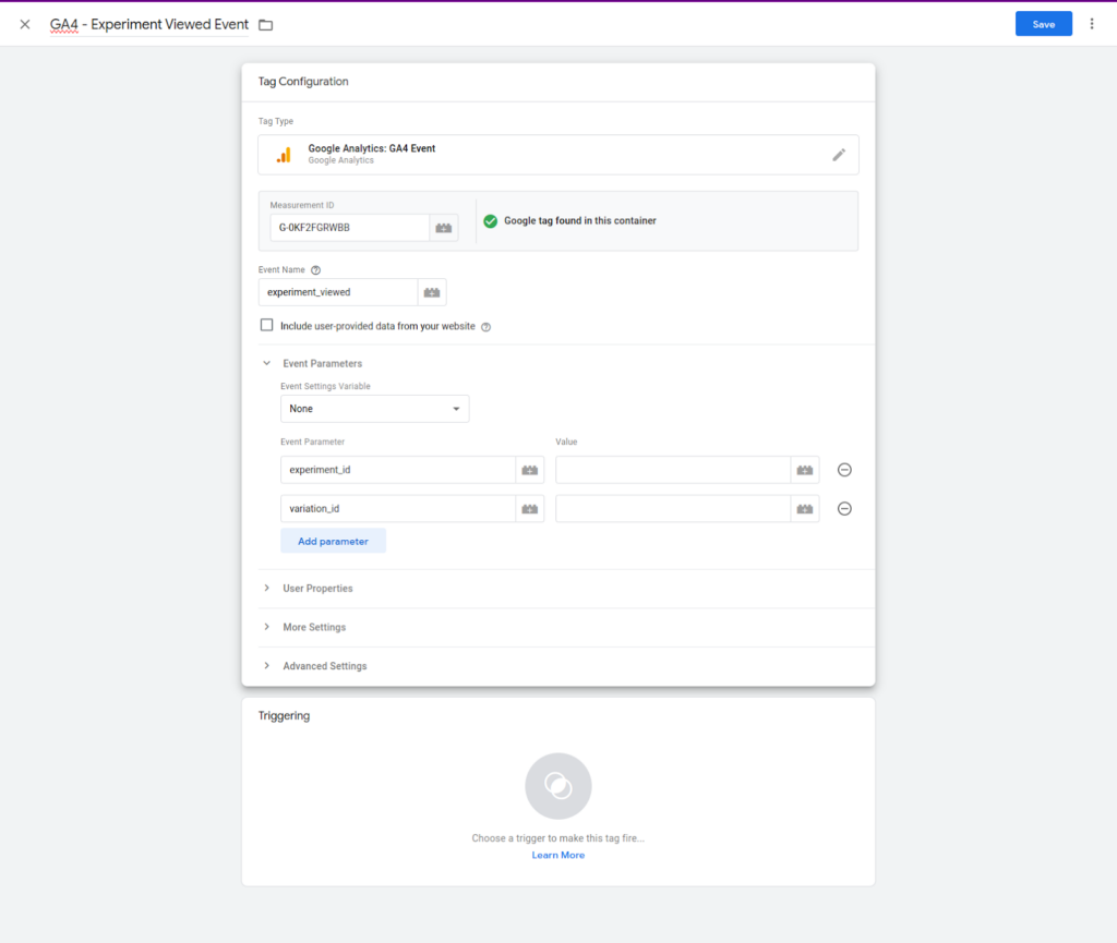 GTM Tag configuration to use Measurement ID