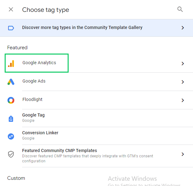 Select the tag type 