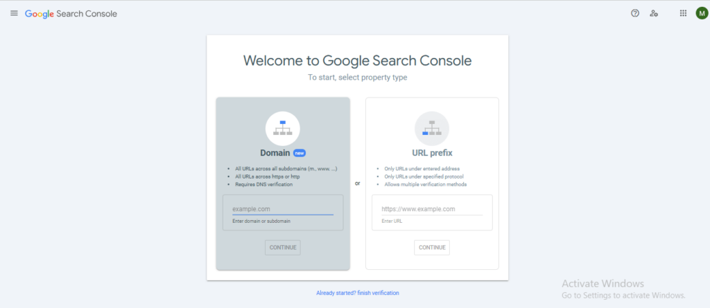 Verification of Google Search Console 