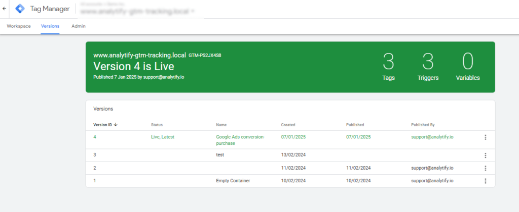 Conversion tracking tag Live