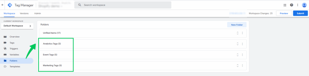 Use folders to organize your tags 