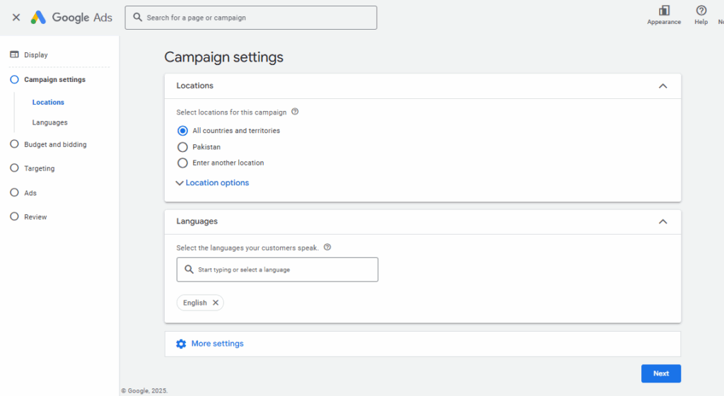 Google Ads Target Location