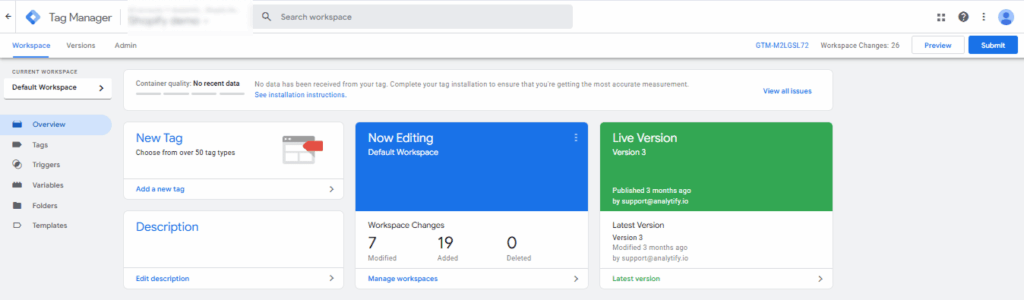 Google Tag Manager Dashboard 