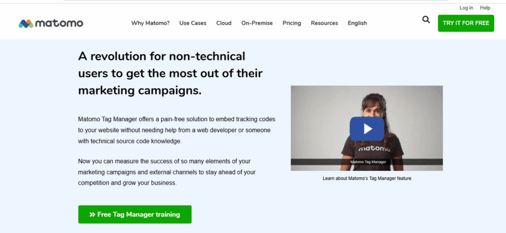 Matomo Tag Manager Dashboard