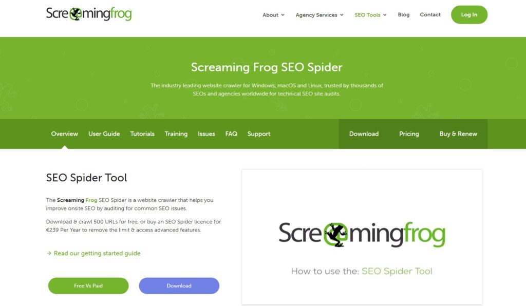 Screaming Frog SEO spider 