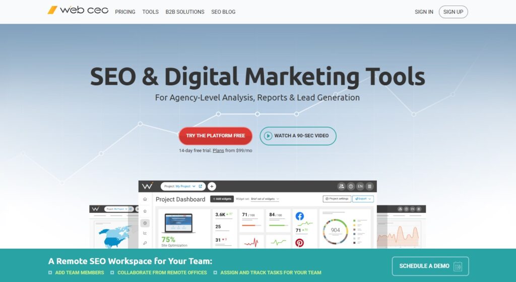 Web CEO SEO tool