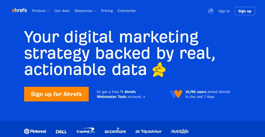 Ahrefs website main page