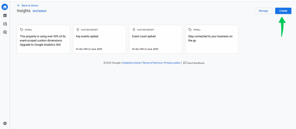 Create custom insights via home page