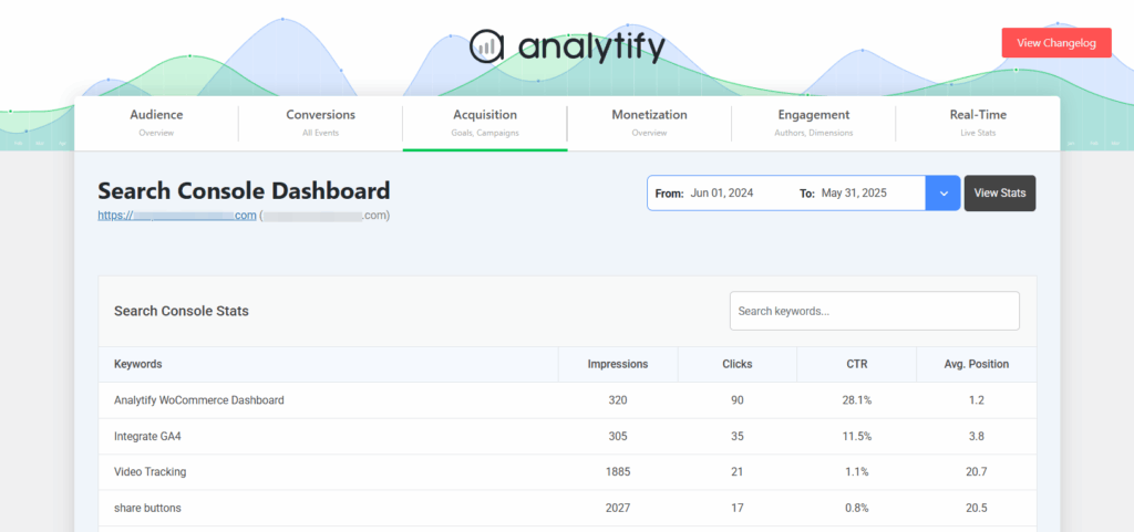 Search Bar in Analytify Search Console Dashboard Search Bar in Analytify Search Console Dashboard