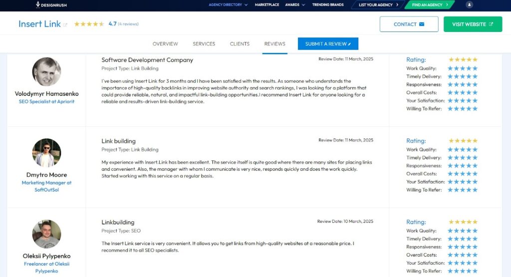 Insertlink Client Reviews