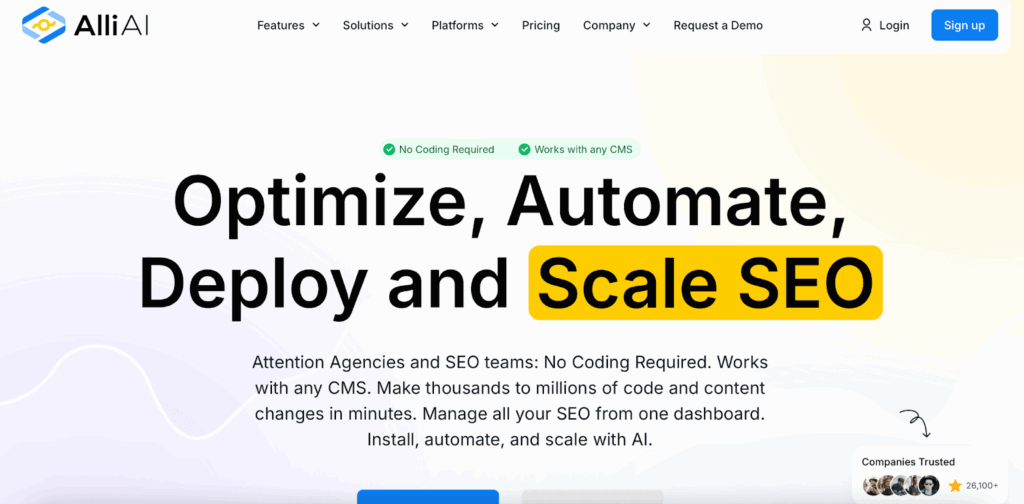 Alli AI website main page