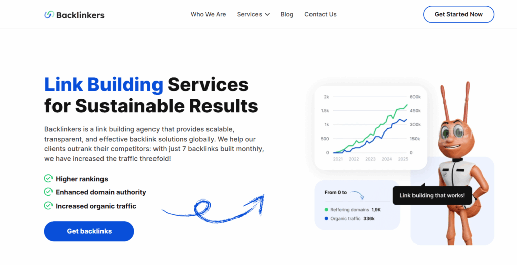Backlinkers main dashboard