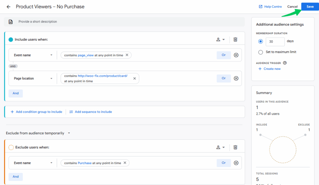 Configuration of Custom Audience