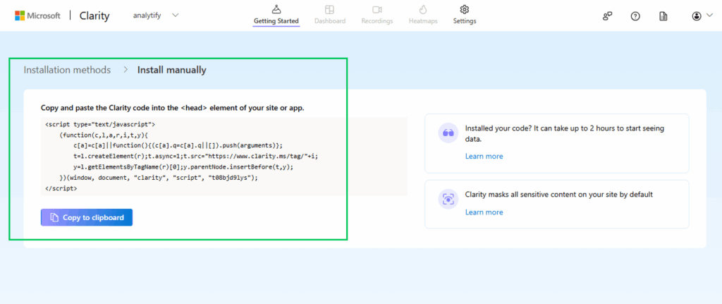 Copy tracking code